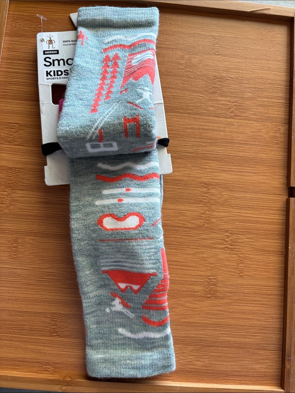 Smartwool Kids Wintersport Grey and Pink Merino Wool Socks - Picture 4 of 4